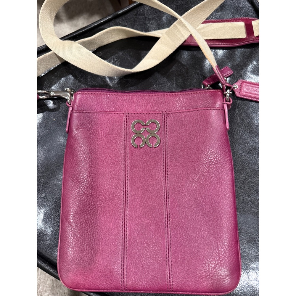 Coach Berry Pink Pebbled Leather Crossbody Bag Silver Logo 43805 D1069-43805